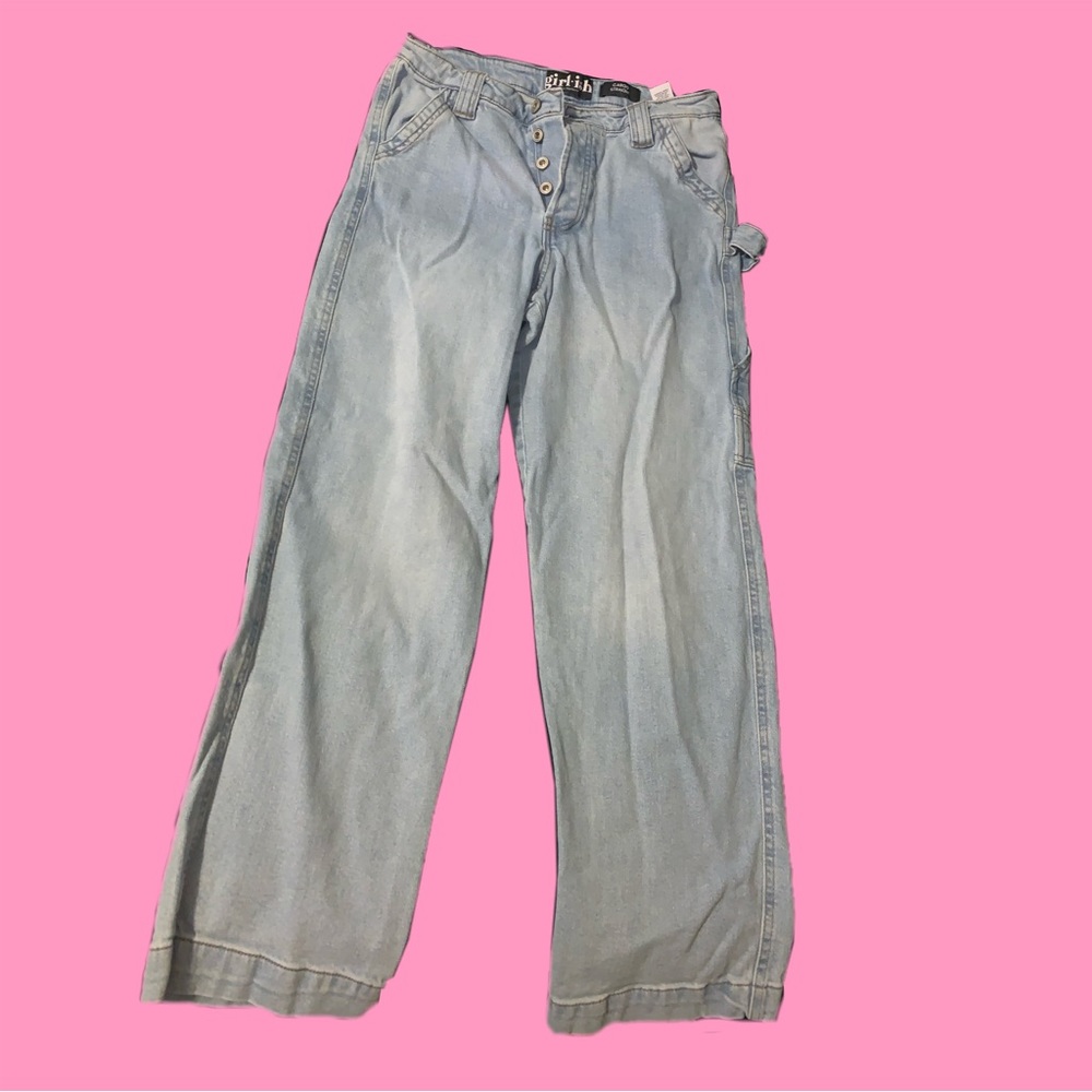 Girlish Cargo Straight Leg Denim Jeans